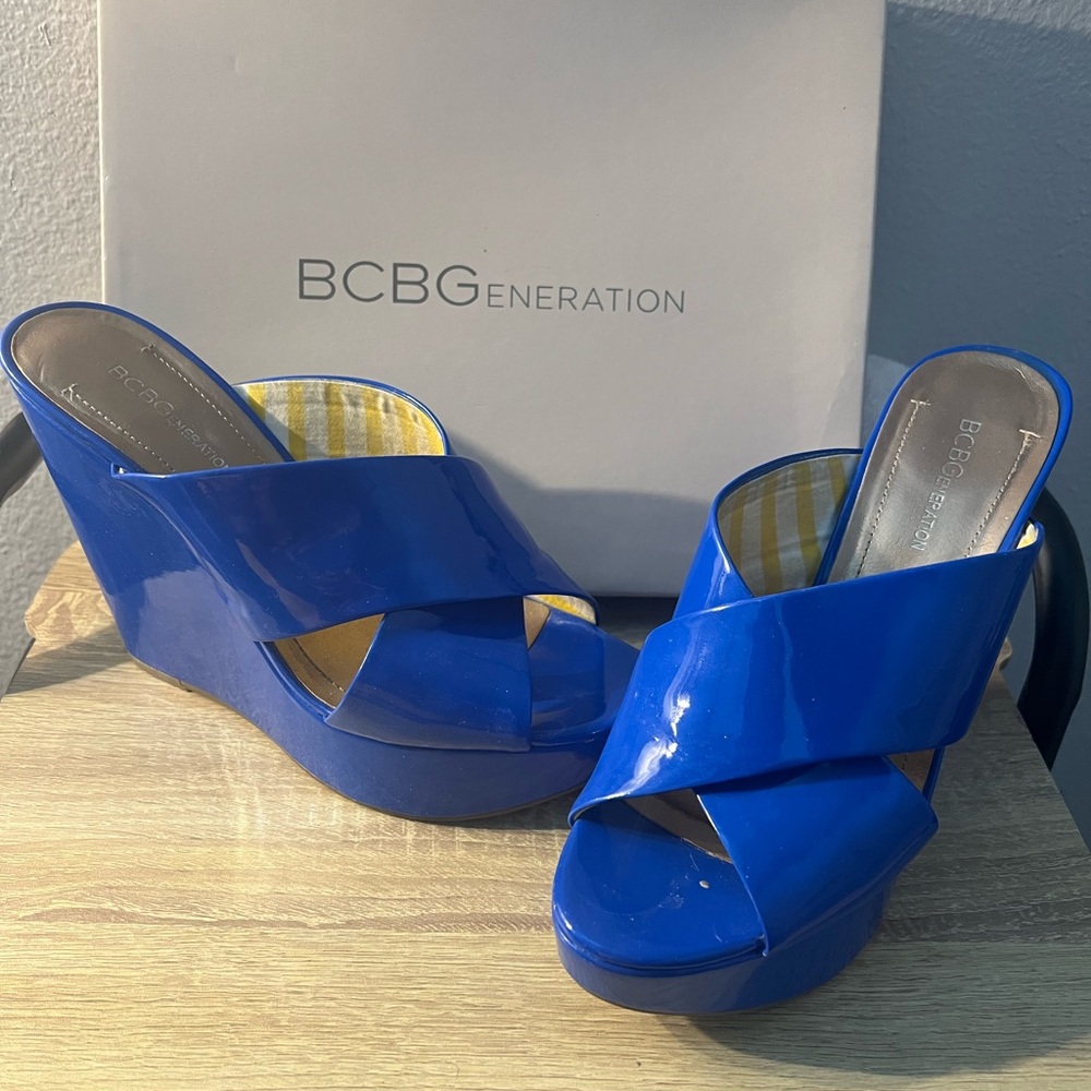 BCBGeneration Royal Blue Wedge Sandals